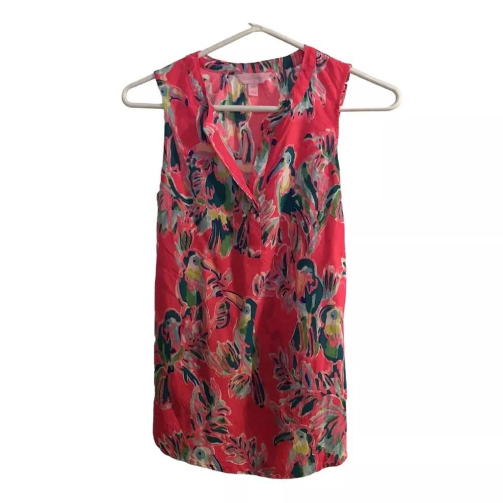 Lilly Pulitzer Tropical Parrot Print Blouse